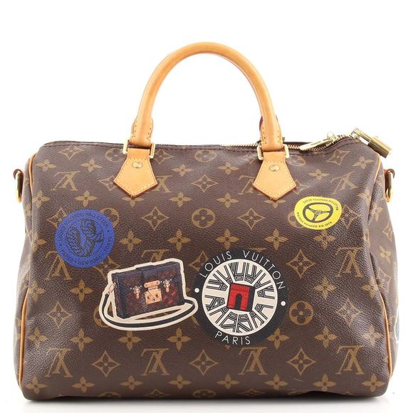 Louis Vuitton Speedy Bandouliere Bag Limited Edition World Tour Monogram Canvas - Picture 4 of 9